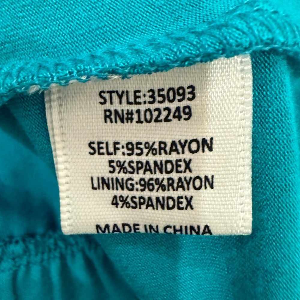 Skies Are Blue Teal Sleeveless Crossover Top Medium Draped Stretch Blouse NWT - Picture 6 of 6